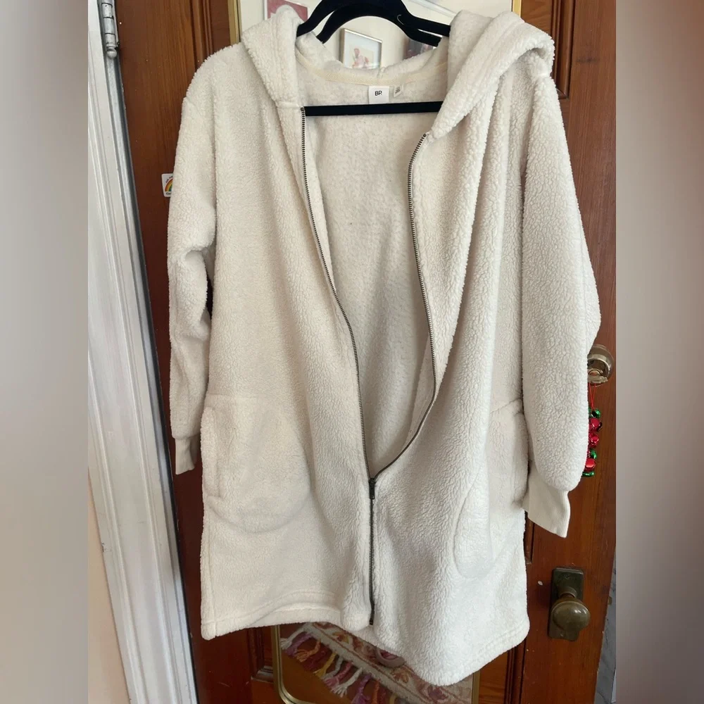 BP White Cozy Sherpa Long Hoodie XL - Picture 3 of 6